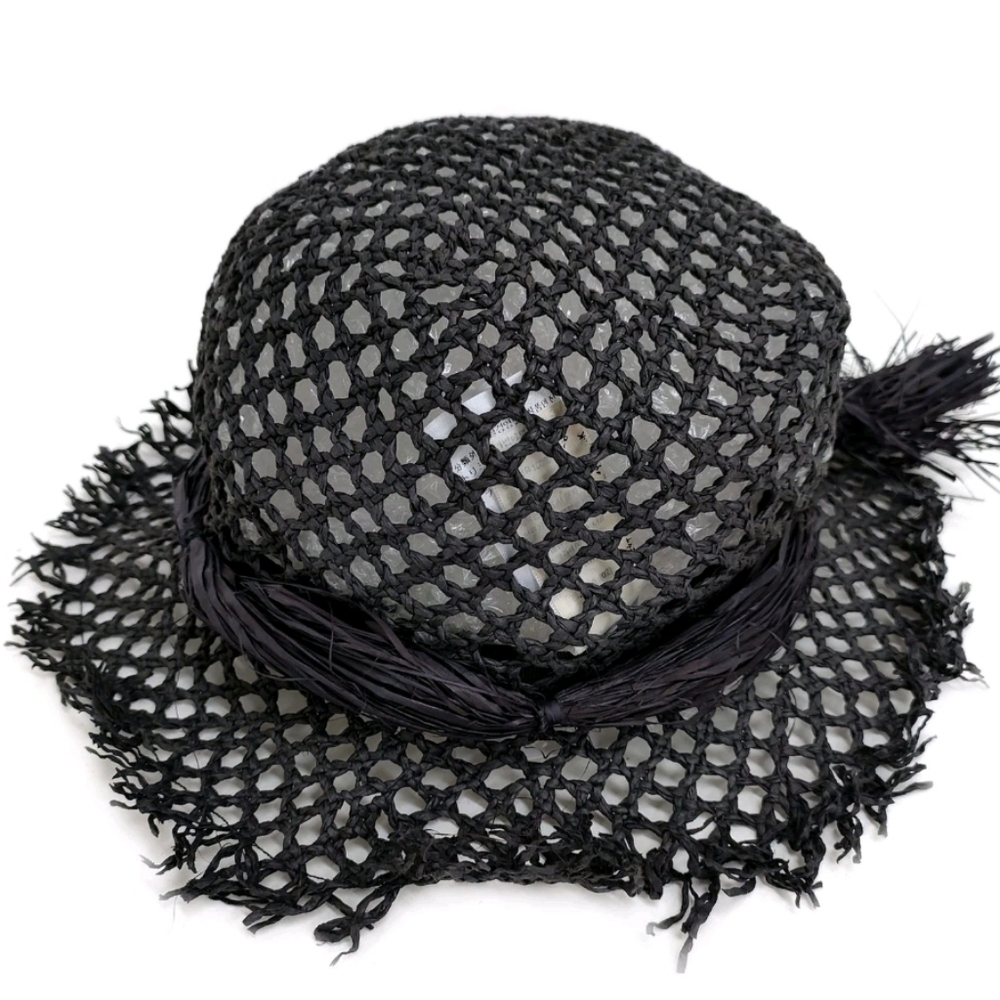 Dior Runway Hat Black 100% Paper Rare NWT Elegant Women's Hat Needs Steaming S/M - Picture 5 of 16
